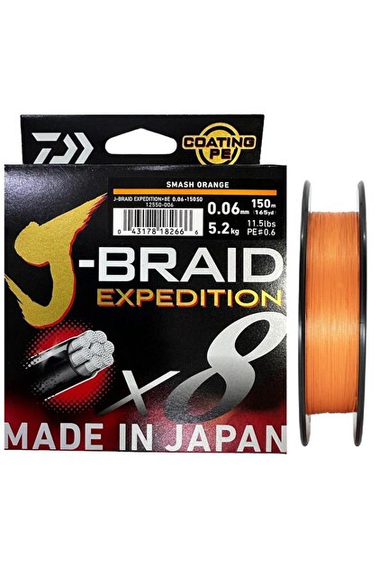DAIWA J-Braid Expedition 8X 150m 0.06mm İp Misina Smash Orange