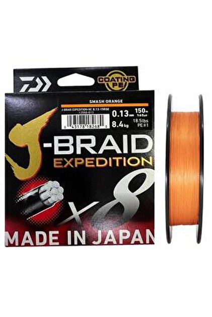 DAIWA J-braid Expedition 8x 150m 0.10mm Ip Misina Smash Orange