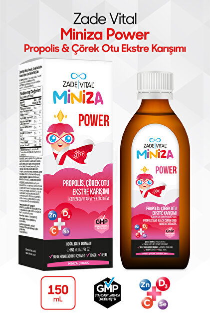 Zade Vital Miniza Çocuk Power Propolis, Çörek Otu ( 1 Kutu ) 150ml