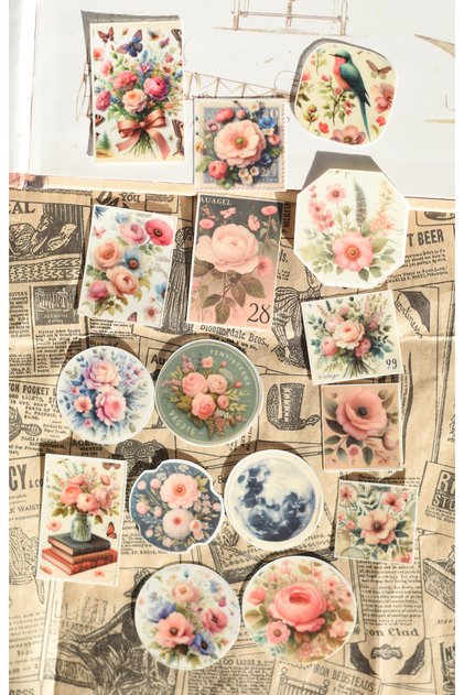 Şeffaf Mini Sticker Seti / Vintage Scrapbook