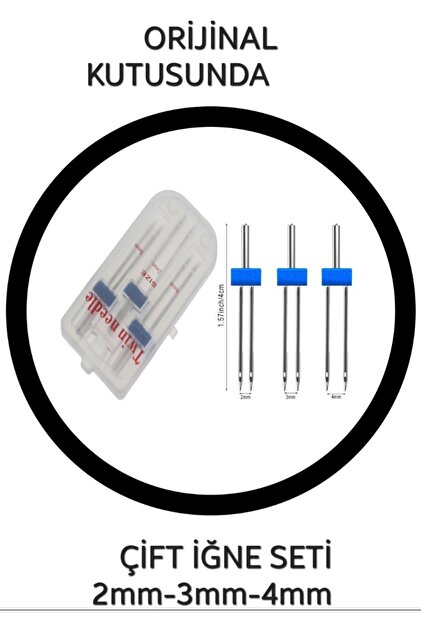 Swart Zetina Pfaff janome Singer Çift iğne seti 2mm-3mm-4mm