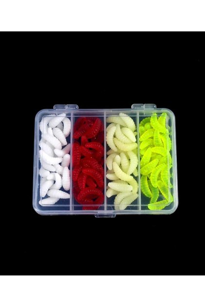 silikon kurtçuk, eklemek solucanı,alabalık yemi(2cm 0,4 gram fiyat 1 kutu ve kutuda 100 adet vardır)