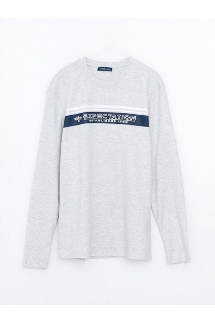 Lcwaikiki Classic Crew Neck Long Sleeve Printed Men's T-Shirt (W4)