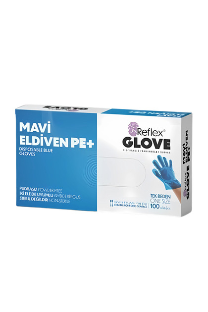 Mavi Şeffaf Eldiven PE+ 100'lü