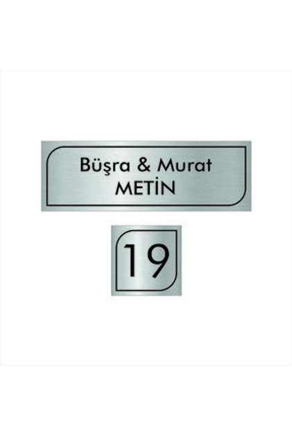KAPI İSİMLİĞİ KAPI NUMARASI GÜMÜŞ METAL ÜZERİ SİYAH YAZI