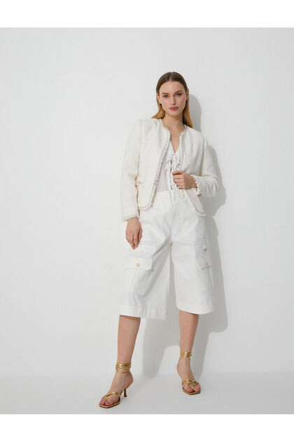 Bermuda Shorts with Cargo Pocket Cotton Gold Button