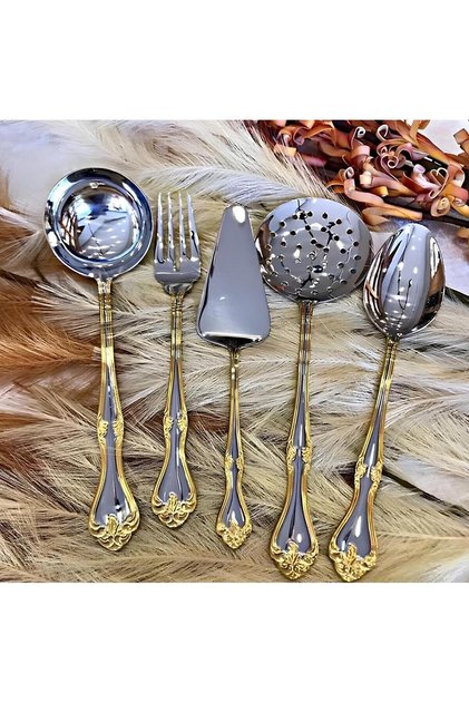 River Lalezar Simple Gold 5 Pieces Service Set