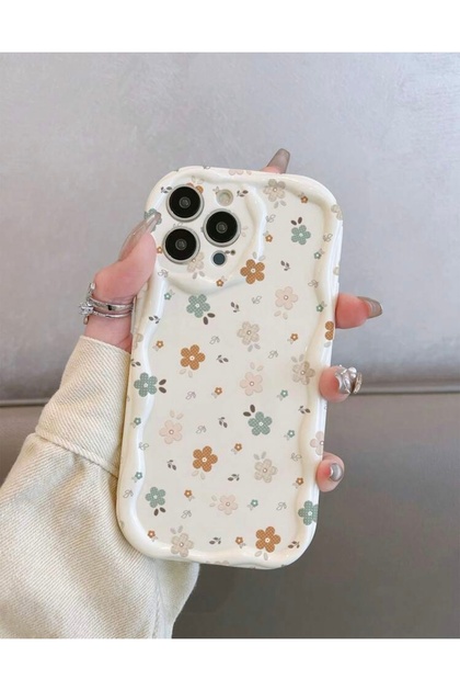 iPhone 16 Pro Flower Patterned Ecru Case