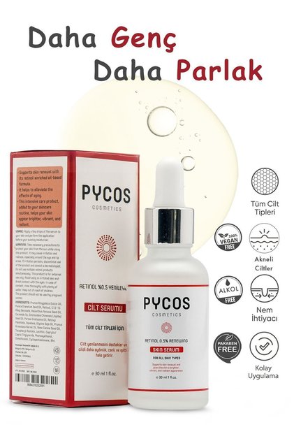 Retinol 0.5% Kırışıklık Ve Yaşlanma Karşıtı Cilt Yenileyici Cilt Bakım Serumu 30 ml