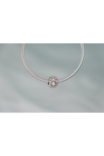 Stoned Snowflake Stainless Steel Charm
