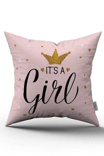 Double Sided Pink Black It's Girl Written Digital Printing Throw Pillow Pillow Case - Cgh446-ct