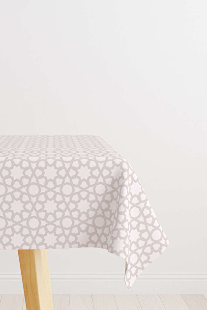 Cream Beige Ramadan Themed Decorative Patterned Digital Printed Tablecloth Cgh1314-2-ms