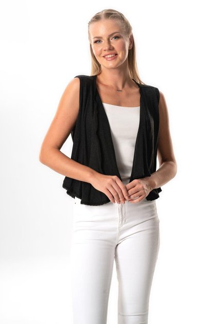 Sleeveless Atlas Autumn and Winter Asymmetrical Cut Combed Cotton Viscose Vest Gray Gray