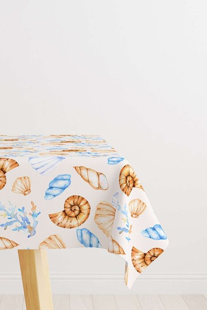 Blue Orange Marine Patterned Digital Printed Tablecloth Cgh1135-ms