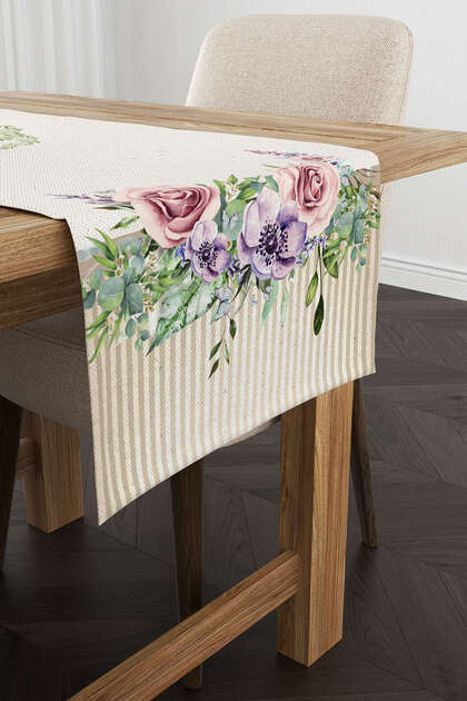 Cream Pink Flower Patterned Digital Printed Runner Cgh1065-rn