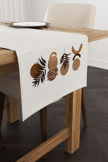 Brown Black Bohemian Style Leaf Patterned Digital Printed Runner 4kmbs113-rn