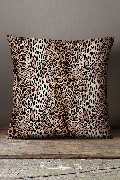Velvet Babyface Brown Black Leopard Pattern Digital Print Throw Pillow Pillow Case - Cgh370