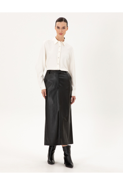 Black A-Line Woven Skirt 50292628 -Vr046