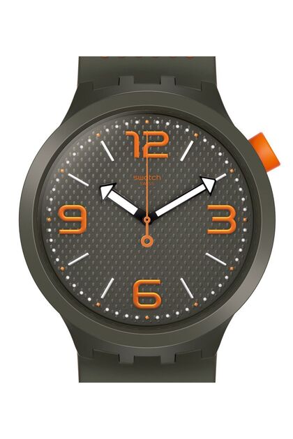 Mens Analogue Quartz Watch with Silicone Strap SO27M101, Olive/Orange, One Size, Bracelet