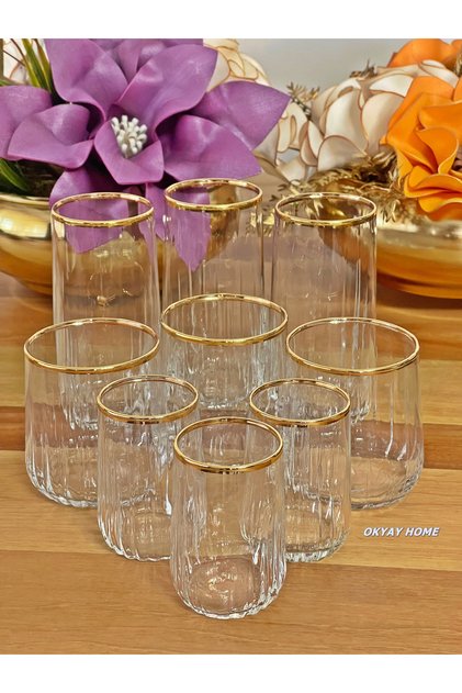 Paşabahçe nova 18-piece gilt water set gift dowry luxury lux