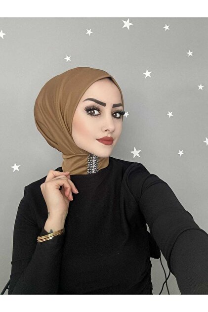 Caramel Stone Snap Fastener Back Tie Hijab Bonnet