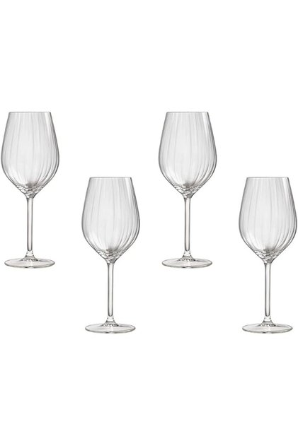 4PCS PLISSE RED WINE GLASS SET 500 ML