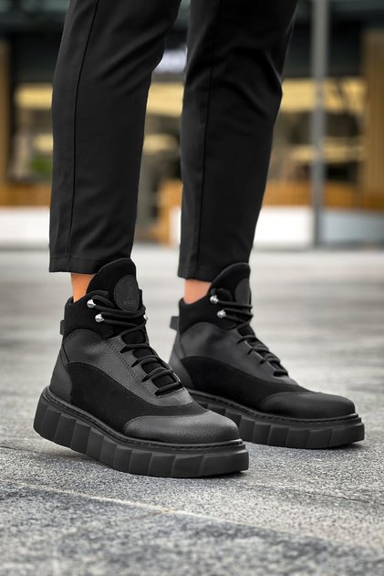 Men's Lace-up High-Platform Boots Casual Shoes Comfortable Boots