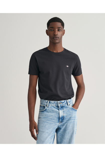 Erkek Siyah Slim Fit Bisiklet Yaka T-Shirt