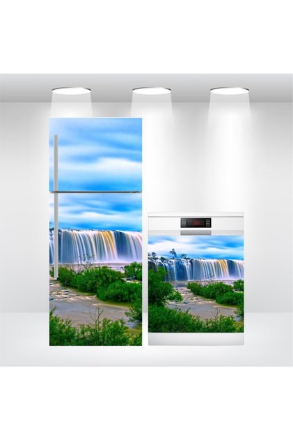 Refrigerator and Dishwasher Door Sticker Self-Adhesive Foil Covering Waterfall
