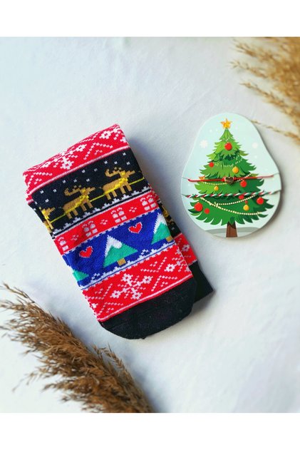 2-Pack New Year's Socks and Wristband Set Christmas Gift Christmas Tree