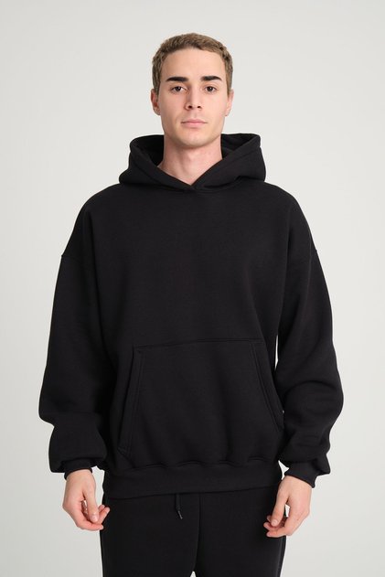 Unisex Oversize Basic Sweatshirt Hoodie Black