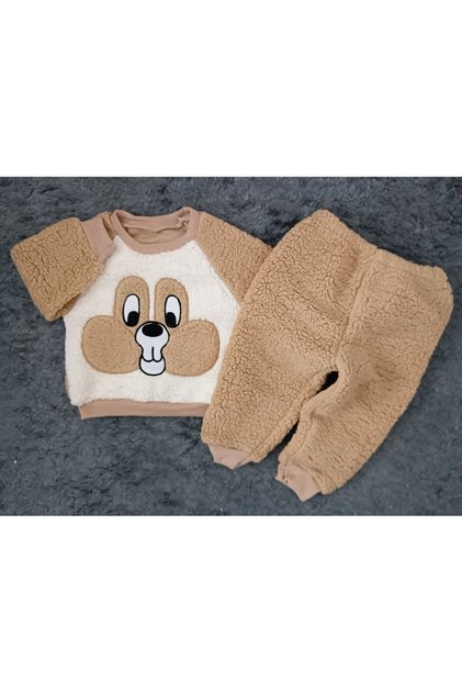 Baby Boy Caper Patterned 2 Pieces Winter Lamb Fabric Set