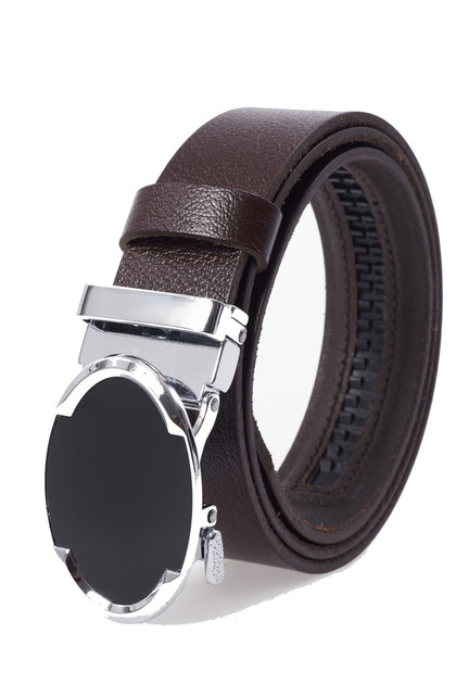 Automatic Buckle, No Hole, 100% Genuine Buffalo Leather Classic Men's Belt, Brown