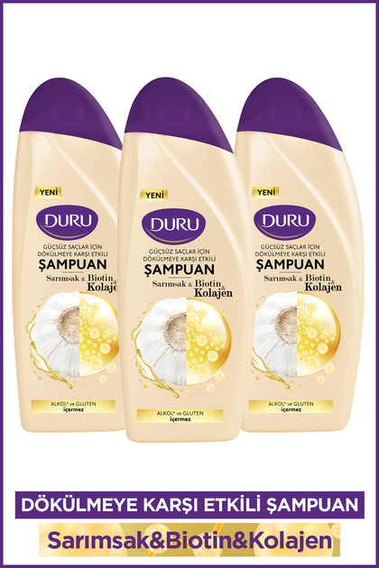 Sarımsak&Biotin&Kolajen Dökülmeye Karşı Etkili Şampuan 3x500 ml