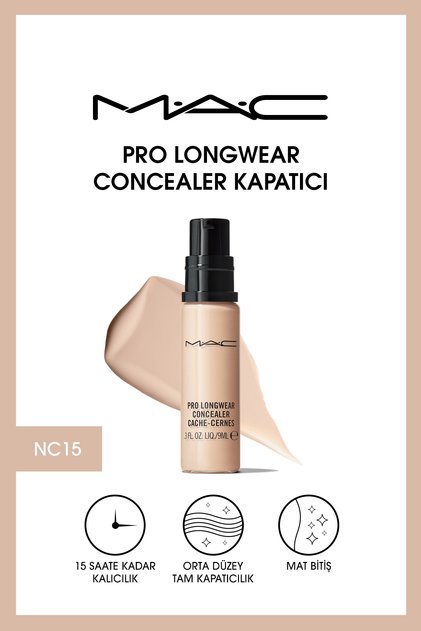 15 Saate Kadar Kalıcı Orta Kapatıcılıkta Göz Altı Kapatıcısı - Pro Longwear Concealer Nc15 - 9ml