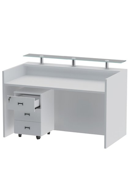 R06 White Office Reception Desk - 160cm