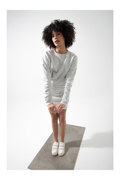 Maya Sleeve Rubber Detailed 3 Thread Raised Waist Elastic Sweat Dress