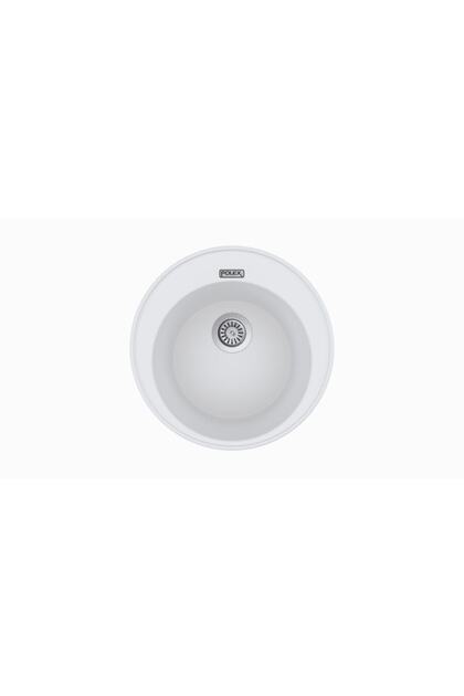 Cristalüx Granit Evye P-06 Beyaz Tezgah Altı Ve Tezgah Üstü Oval Mutfak Evyesi 51,5x51,5cm