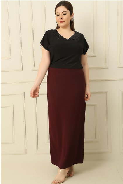 Lined Large Size Imported Crepe Long Skirt