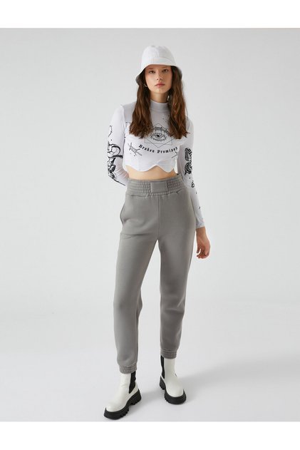 Jogger Sweatpants High Waist Pocket Detailed