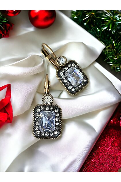 Zircon Stone Baguette Earrings