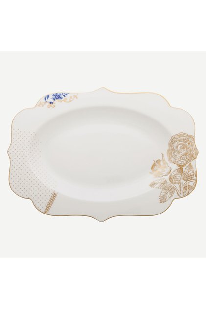 Royal White Blue White Porcelain Service Plate 40 Cm