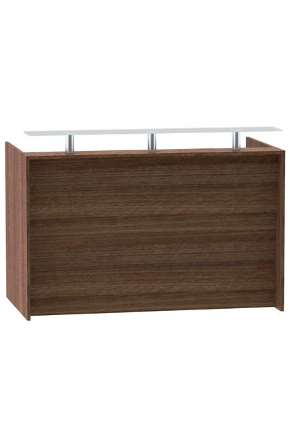 Modern Reception Desk White with Glass Top Desk Office Reception Table - 160Cm (Dark Brown)