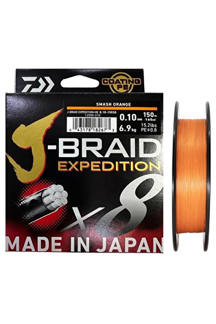 DAIWA J-Braid Expedition 8X 150m 0.10mm İp Misina Smash Orange