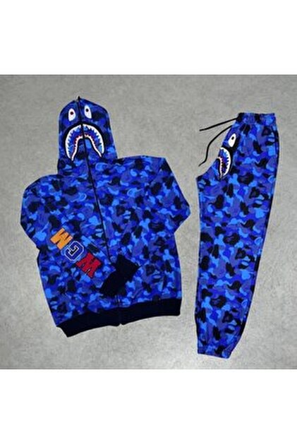 diloxe Bape Pubg Nakış İşlemeli Fermuarlı Kapüşonlu İkili Alt Üst