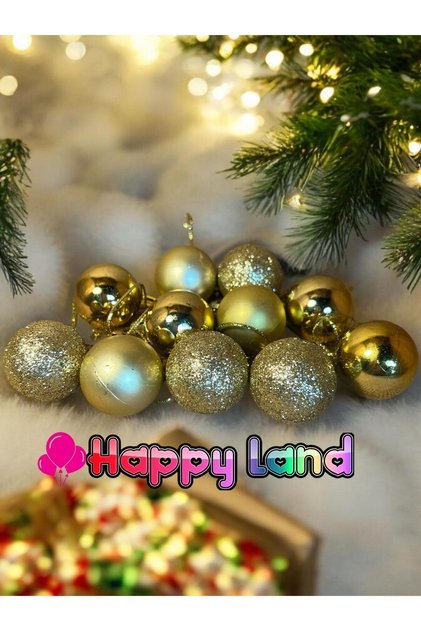 Christmas Pine Tree Ornament 3 cm 12 Pieces Mini Gold Christmas Ball Gold Christmas Balls