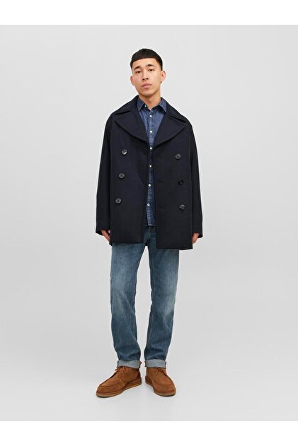Jack & Jones Jprblucaptaın Wool Peacoat Yün Karışımlı Kruvaze Yaka