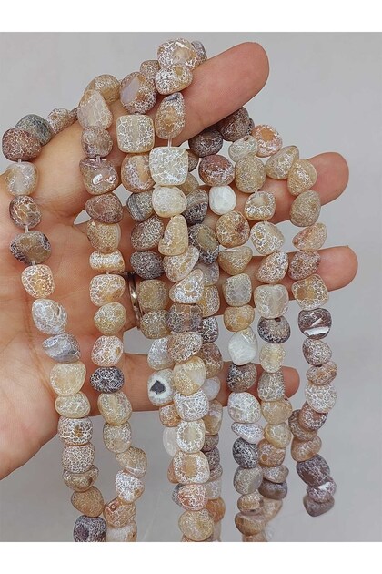 سلسلة أحجار كريمة طبيعية غير مجسمة من حجر العقيق (54472)
