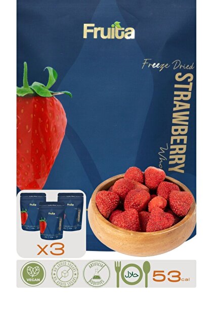 Fruita Bütün Çilek - Dondurularak Kurutulmuş Meyve 15 gr 3lü Paket