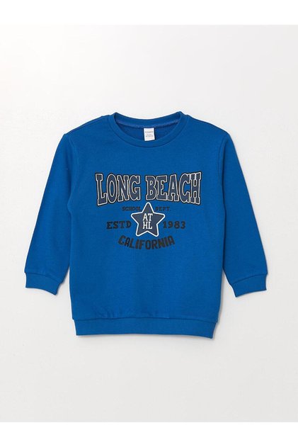 LCW Kids Bisiklet Yaka Uzun Kollu Baskılı Erkek Çocuk Sweatshirt (W4)